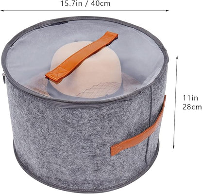 Foldable Round Hat Storage Box With Lid,Large Hat Box Travel, Decorative Closet Organizer For Women and Men, Can Store Various Types of Hats, 15.7x11 Inch,Gray