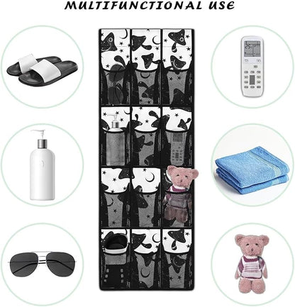 Generic Black Mushroom Bed Organizer Hanging Pocket Strong Door Storage Organizer Heavy Duty Over Door Storage Organizer with Waterproof Pockets for Dormitory Kitchen