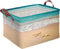 Beach Starfish Storage Basket Waterproof Canvas Toy Storage Bin Beach Room Decor Collapsible Outdoor Basket with Leather Handles Beach Decor Blanket Baskets For Closets,Bedrooms,Gifts Baskets