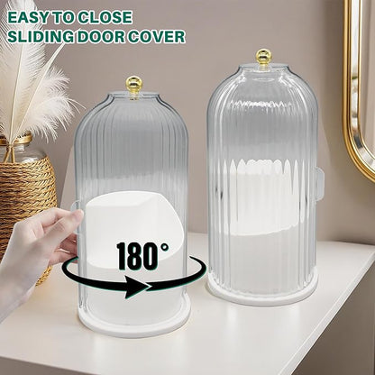 Makeup Brush Holder with Lid Cosmetic Tools Organizer 360 Rotating Waterproof Dustproof Make Up Brushes Storage for Vanity Bathroom Countertop