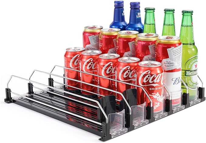 2 Pack Rolling Soda Can Dispenser for Refrigerator and Automatic Soda Can Organizer for Refrigerator Can Dispenser
