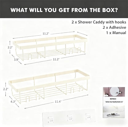 Moforoco Shower Caddy Shelf Organizer Rack, Self Adhesive Black Bathroom Shelves Basket, Home Farmhouse Wall Inside Organization and Storage Decor Rv Accessories, First Camper Apartment Essentials