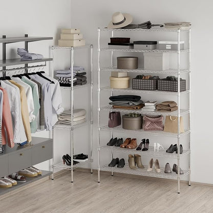 18" Deep x 48" Wide x 86" Height Wire Shelving Kit | 8-Tier | NSF Commercial Storage Rack Unit