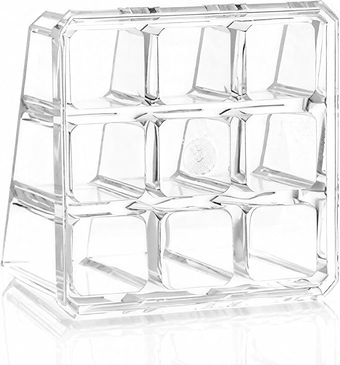 Sooyee Acrylic Lipstick Case - Lipstick Holder & Cosmetic Organizer With 9 Spaces - Clear