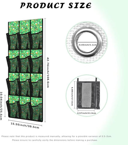 Over the Door Shoe Organizer 12 Large Mesh Pockets Shoe Storage Organizer Foldable Hanging Shoe Organizer for Closet Green Hat Rainbow
