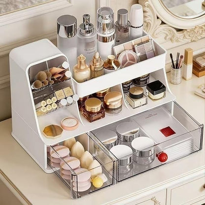 Makeup Organizer with Drawers for Vanity,Bathroom Countertop Organizer with Brushes Holder,Skincare Storage Organizer,Perfect Cosmetic Display Case for Your Beauty Essential