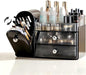 Makeup Organizer for Vanity with Covered Brush Holder，Bathroom Organizers with Drawer，Skin Care Organizer，Makeup Organizers for Vanity with Drawer，Large Makeup Storage for Dresser, Black