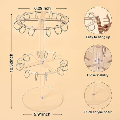 2-Tier Acrylic Claw Clip Organizer Rack- Large Capacity Hair Claw Clips Holder for Bathroom, Bedroom- Durable Clear Hair Accessories Organizer Storage for Women and Girls