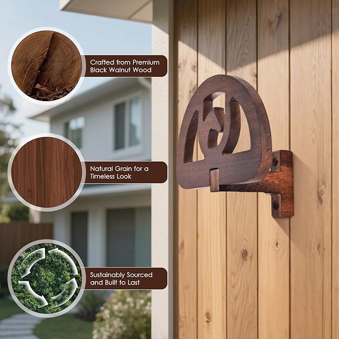 Rustic Wood Wall Mounted Cowboy Hat Rack, Brown Western Horse Design,