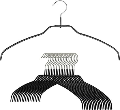 Mawa Reston Lloyd Silhouette Ultra-Thin Series, Non-Slip Space Saving Shirt Hanger, Style 42/FT, Pack of 20, Black, 20 Count