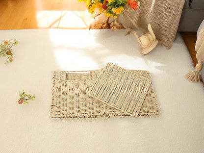 YAHUAN Foldable Paper Rope Storage Cubes 9X9 Hand Woven Wicker Storage Bins Square Basket Storage Basket for Shelves (Paper rope)