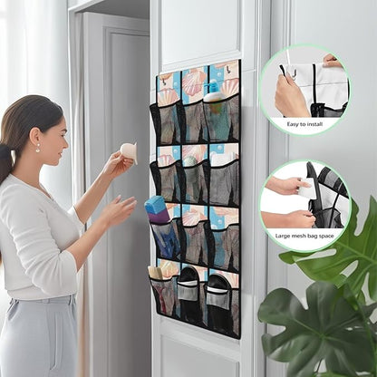 12 Large Pockets Over the Door Shoe Organizer Hanging Shoe Rack for Closet Fodable Shoe Hanger for Space Saving Shoe Holder Shell Starfish