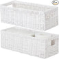 Vagusicc Wicker Storage Basket, Paper Rope Wicker Baskets with Handles, Toilet Paper Basket for Toilet Tank Top, Small Wicke Baskets for Organizing Shelves, 2-Pack, White