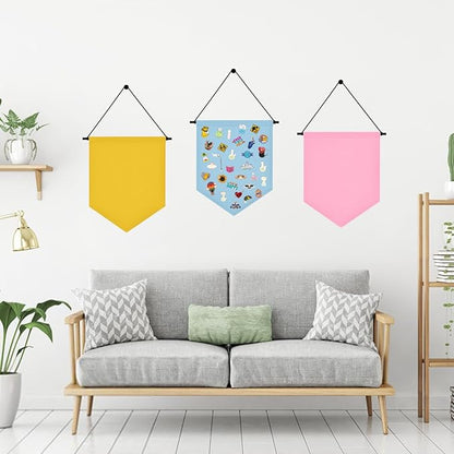 Wall Hanging Brooch Organizer Storage Board Colorful Enamel Pin Badge Canvas Display Banner Earrings Case Collection Holder 12.6x10in(Not Include Any Accessories) (Navy Blue)