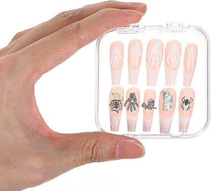48 PCS Press On Nail Storage Box with 216 PCS Adhesive Nails Tapes, 3 X 3 Inch Press on Nail Case Nails Packaging for Presses Ons Acrylic Clear Nailes Display Box for Display Art Salon Supplies