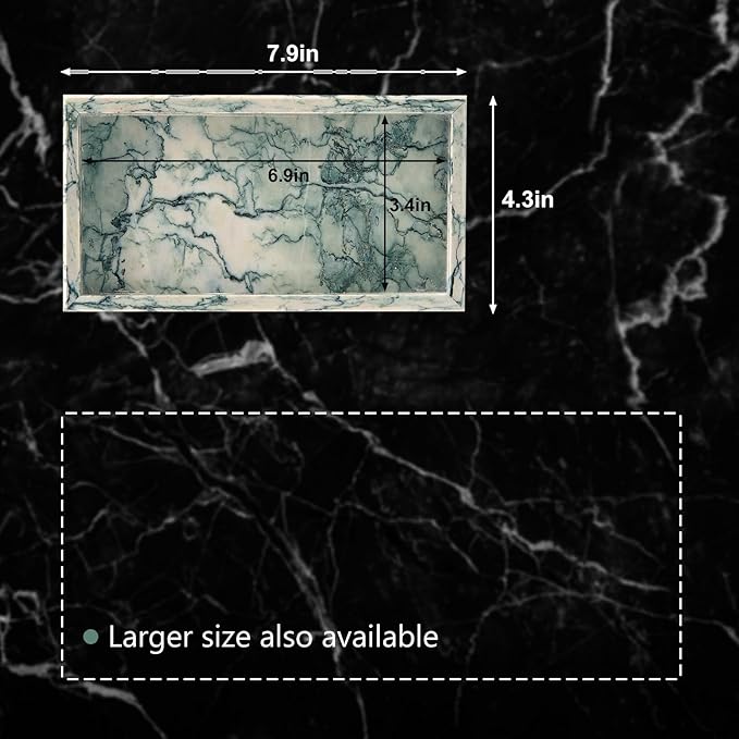 Natural Small Marble Vanity Tray, Luxury Stone Organizer for Bathroom & Kitchen | Holds Soap Dispenser, Jewelry, Perfume | Non-Resin, Non-Ceramic Décor