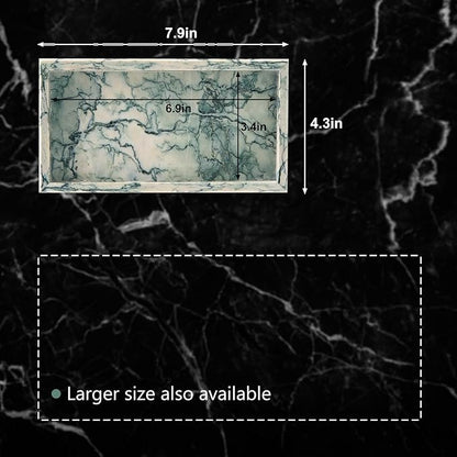 Natural Small Marble Vanity Tray, Luxury Stone Organizer for Bathroom & Kitchen | Holds Soap Dispenser, Jewelry, Perfume | Non-Resin, Non-Ceramic Décor