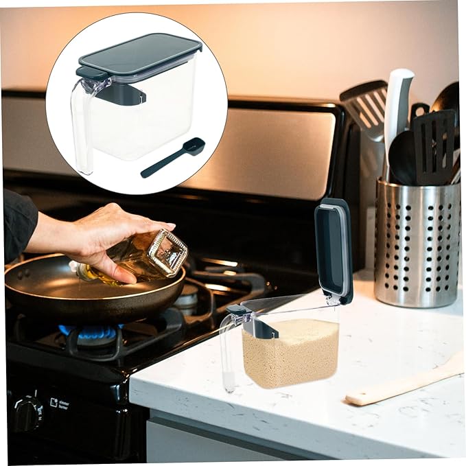 Mikinona Kitchen Seasoning Box Spoon Compact Condiment Jar for Easy Spice Storage Versatile Storage Container for and Seasonings for Kitchen Organization Style