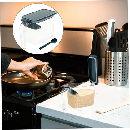 Mikinona Kitchen Seasoning Box Spoon Compact Condiment Jar for Easy Spice Storage Versatile Storage Container for and Seasonings for Kitchen Organization Style