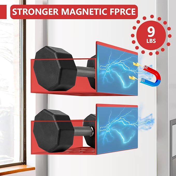 SMRCAD Magnetic Spice Rack for Refrigerator, 6pack Magnetic Shelf for Fridge Space Saving Seasoning Organizer for Kitchen storage Any Metal Surface No Drilling Needed (6pack-Red)