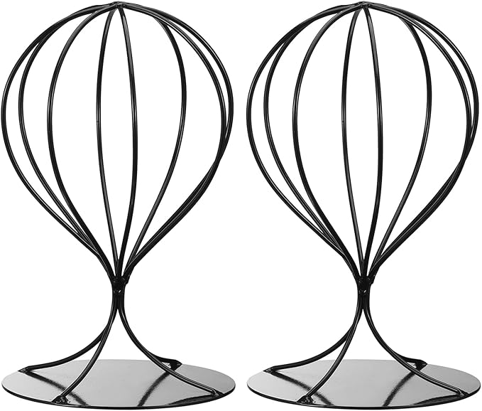 uxcell Metal Hat Display Stand 2 Pack Tabletop Hat and Wig Rack Women Closet Holder for Baseball Cap, Fedora Hat, Cowboy Hat - Matte Black Finish