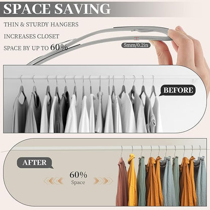 LemonRoad 36 Pack Short Neck Hangers, Upgraded Non-slip Plastic Hangers Lifts Clothes 3" Higher, Space Saving 360 Swivel Hook for Closet Organizer, Shirts Jackets Dresses, Smooth(Dark Gray Light Gray)