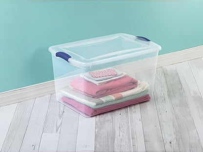 66 Quart Storage Bins with Lids, 4-Pack, Clear Plastic Stackable Tote Box Containers for Home Garage Organization