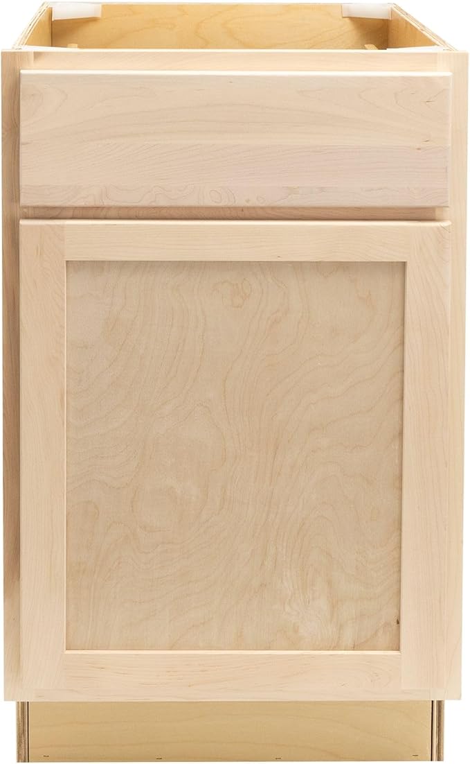 Quicklock RTA (Ready-to-Assemble) | Base Kitchen Cabinets - Shaker Style | Made in America (Raw Maple, 21" Wx34.5 Hx24 D Base)