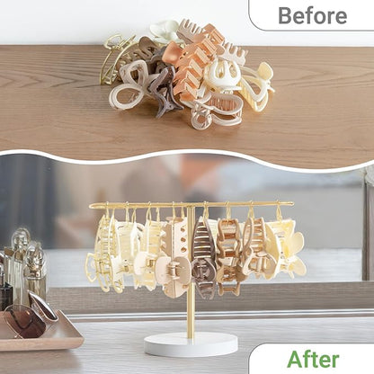 Mkono Metal Claw Clip Organizer and Hanging Jewelry Organizer Wall Mounted for Bedroom Bathroom Decor