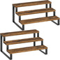YATINEY Spice Rack, 3 Tier Wooden Display Riser Stand, Kitchen Storage Organizer for Spices, Versatile Display Shelf, Space Saving, for Kitchen Countertop and Cabinet, Rustic Brown SR03L2BR