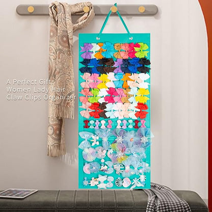 Large Claw Clip Organizer 10 Layer Hair Accessories Display Holder - Hair Claw Clips Display Stand Holder for Wall, Door, Closet (Mint Green-A)