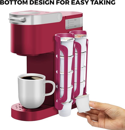 K Cup Holder for Keurig: Coffee Pod Holder for Counter Small Space - Kcup holders for Wall Mount (2, Rose Red)