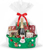 ShellKingdom Storage Basket with Handles, Empty Gift Basket with Gift Bags and Ribbon for Christmas, Small Woven Baskets for Home, Nursery Storage Organizer, 12 X 8 X 5 INCH, Christmas Green