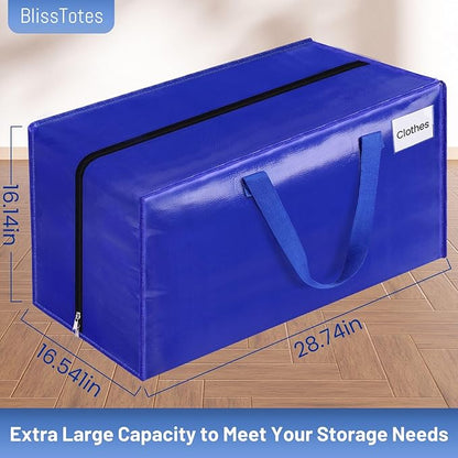 BlissTotes Moving Bags, Heavy Duty Moving Supplies & Storage Bags, Extra Large Packing Bags, Boxes with Tag Pockets, Collapsible Fold Flat Storage Totes, Alternative to Box and Bin, 125L, 2 Packs