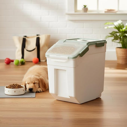 RUIAN 2Pcs Large Flour Storage Container Bin 50Lb Airtight Rice Storage Containers with Wheels Seal Locking Lid, BPA Free with Measuring Cup&Scoop for Flour, Rice, Grain 100LBS Total (Green)