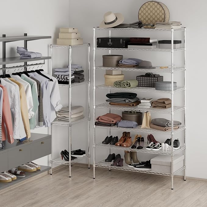 21" Deep x 48" Wide x 86" Height Wire Shelving Kit | 8-Tier | NSF Commercial Storage Rack Unit