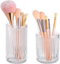 DASITON Makeup Brush Holder Organizer, Crystal Glass Makeup Brushes Storage Holder, Vintage Make Up Brush Cup for Vanity, Pen Pencil Holder for Desk, Toothbrush Holders for Bathroom (Clear SL)