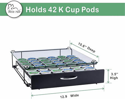 Coffee Pod Holder for Keurig Pods Glass Top Drawer,K cup Holder Capsule Display Storage compatibility 42 k-cup(Black)