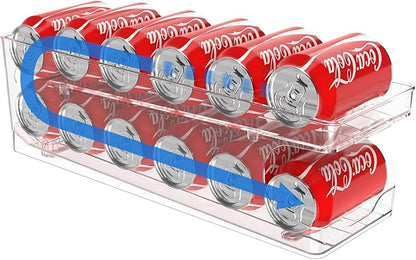 Can Organizer for Pantry Stackable AND Rolling Soda Can Dispenser for Refrigerator Soda Can Organizer