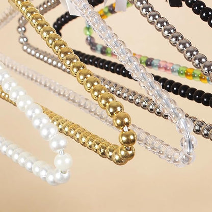 6-Piece Pearl Clothes Hanger Set Wedding Hanger Bridal Bridesmaid Hangers for Wedding Dress Standard Pearl Hangers (Gold, 6)