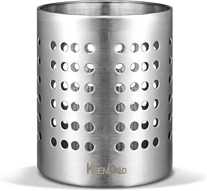 KSENDALO Small Stainless Steel Utensil Holder, SUS304 Silverware Utensil Drying Rack, Utility Sturdy Home Kitchen Daily Use Utensil Drainer for Countertop, Silver (5.32inch Tall)