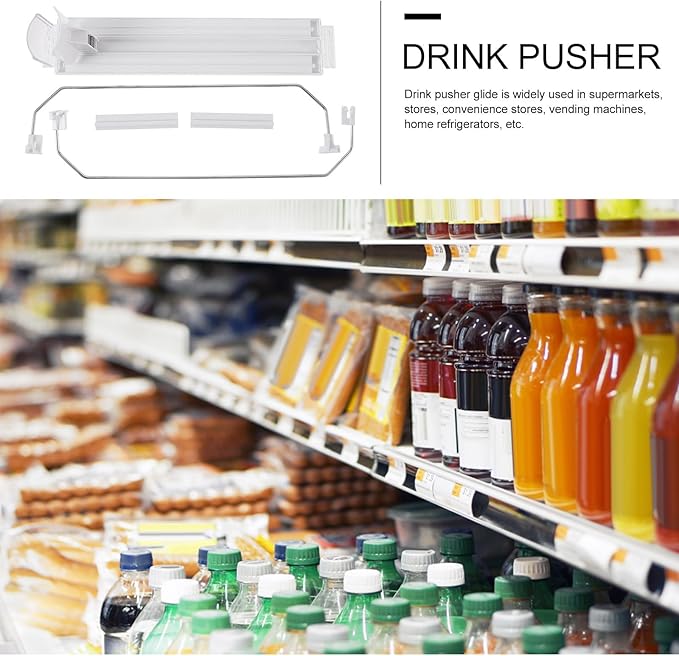 BESTOYARD Drink Pusher Supermarket Shelf Pusher Fridge Soda Can Holder Beverage Pusher Beer Can Storage Holder Drink Replenishment Pusher Drinks Cold Drink Abs Display Box White, 32.50X8.00X6.50CM