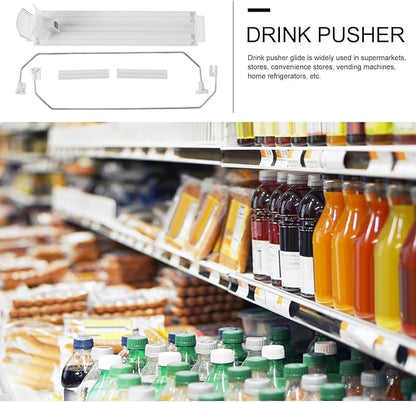 BESTOYARD Drink Pusher Supermarket Shelf Pusher Fridge Soda Can Holder Beverage Pusher Beer Can Storage Holder Drink Replenishment Pusher Drinks Cold Drink Abs Display Box White, 32.50X8.00X6.50CM