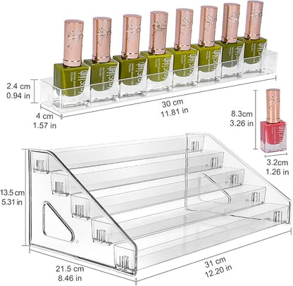 JessLab Nail Polish Organizer, 5-Tier Clear Acrylic Sunglass and Essential Oil Holder, Makeup Organizer for Bathroom Vanity Countertop