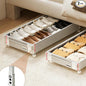 2Pack Under Bed Storage with Wheels,5.2"-6.5" Adjustable Height Underbed Storage,Low Profile Under Bed shoe Storage,Rolling Under Bed Clothes Storage,Shallow Under Bed Drawers for Blankets,Toys