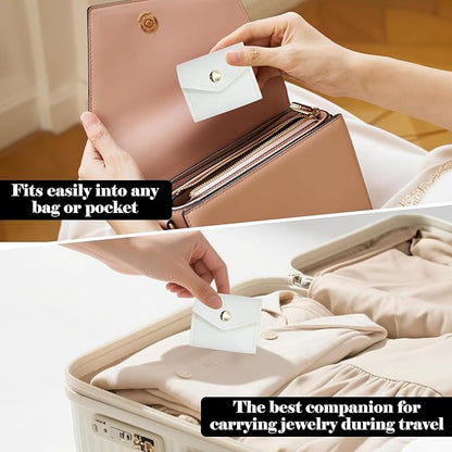 4-Piece Mini Travel Jewelry Pouch Foldable,Bridesmaid Proposal Gift Bridal Party Favors For Rings, Earrings, Necklace Storage, Portablel (White)