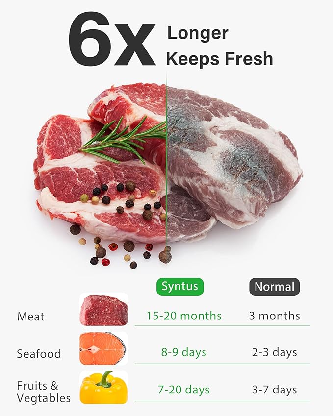 Syntus Vacuum Sealer Bags, 100 Gallon 11" x 16" and Quart 8" x 12" Commercial Grade PreCut Bag, BPA Free Food Vac Bags for Storage, Meal Prep or Sous Vide
