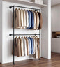 Industrial Pipe Clothing Rack Wall Mounted Garment Rack, Black Pipe Clothes Rack Retail Display Hanging Rod for Closet Storage, Laundry Room