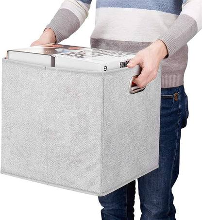 13 inch Storage Cubes Bins Grey White Fabic Storage Cubes Inserts Foldable Cloth Storage Boxes Collapsible Storage Baskets Drawer for Cube Organizer ,QY-SC07-6