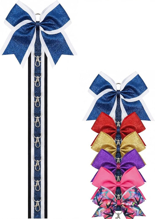Glitter Large Handmade Cheer Bows Holder, Wall Hanger for Cheerleading Teen Girls High School College Sports, Navy